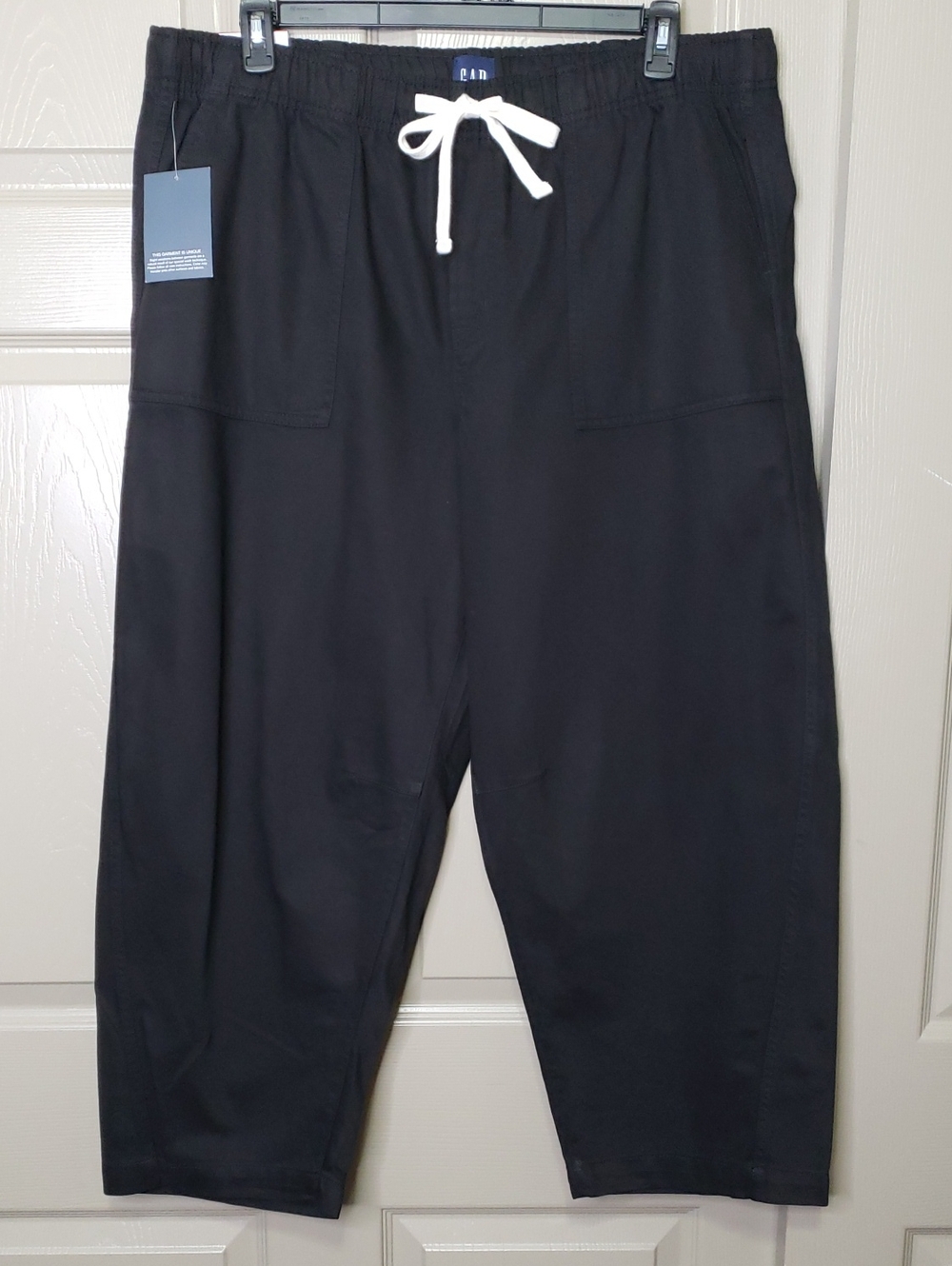 GAP NWT Black Drawstring Pull On Barrel Pant Jeans Size Extra large